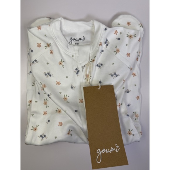 Goumi Kids NB Grow With You Footie + Snug Fit Organic Cotton- Floral Print  NWT - Picture 1 of 4